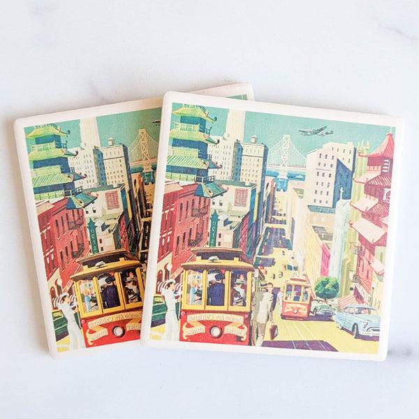 San Francisco Travel Poster Coasters