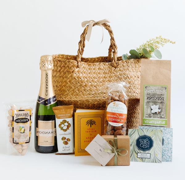 Bubbly & Snacks Santa Barbara Welcome Gift Basket 